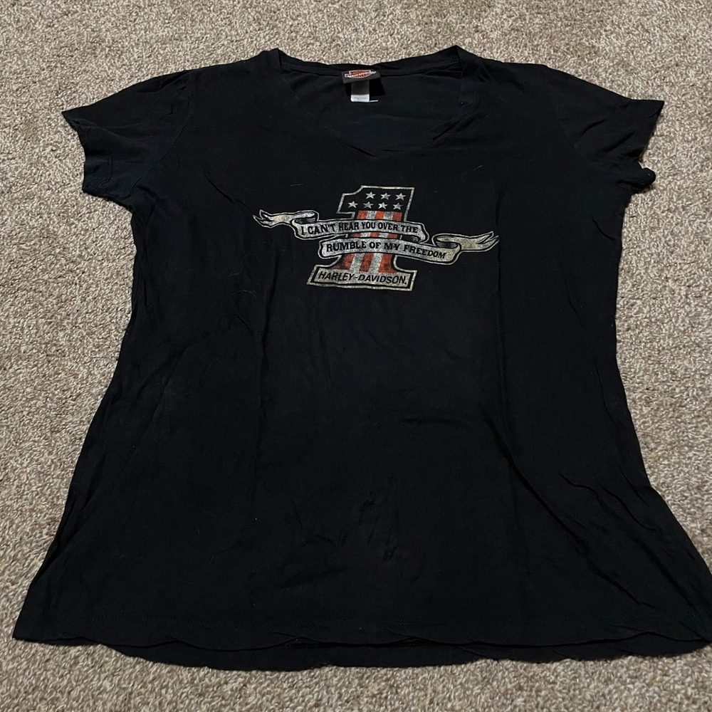 Harley-Davidson Kid Rock Rebel Soul Black Graphic T-Shirt Womens Rumble Freedom